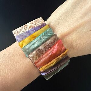 Vintage Colorful Abalone Mother of Pearl Bracelet